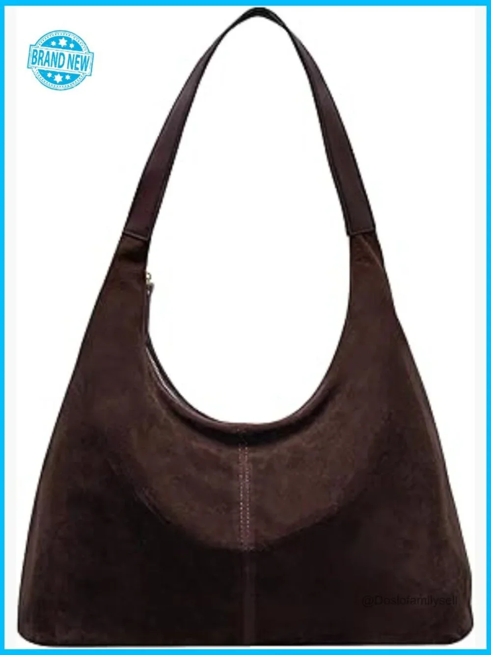 Suede Leather Hobo Shoulder Bag Slouchy Tote Handbag Crescent Purse Women